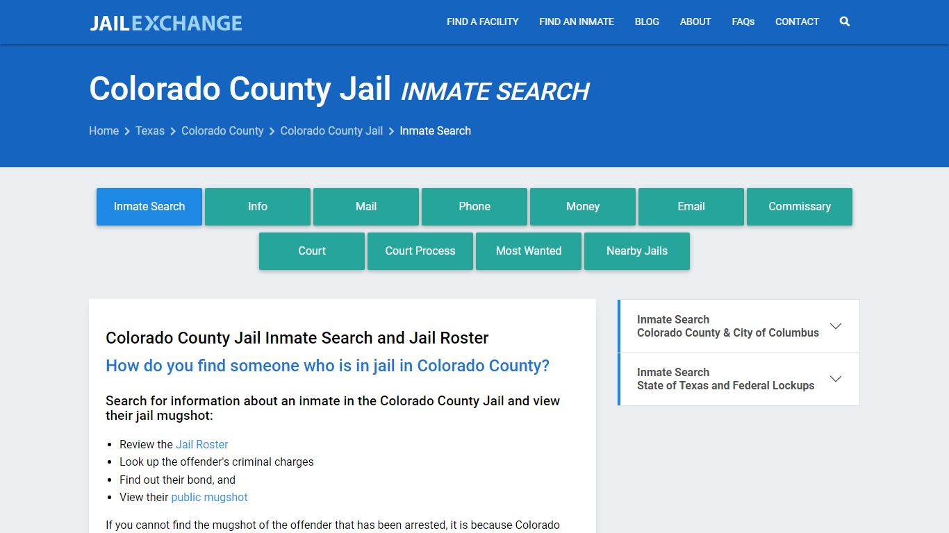 Inmate Search: Roster & Mugshots - Colorado County Jail, TX